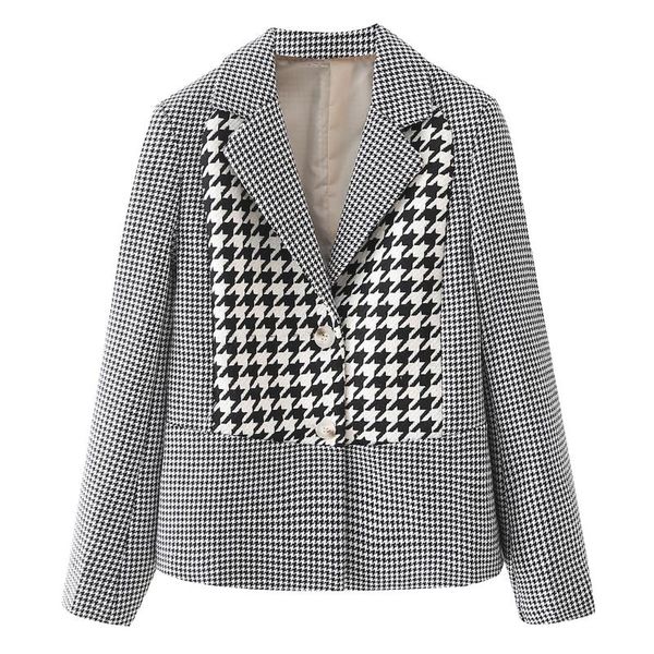 women's suits & blazers 2021 autumn women plaid blazer long sleeve grid coat button-up jacket female outerwear chic patchwork houndstoo, White;black
women's suits & blazers 2021 autumn women plaid blazer long sleeve grid coat button-up jacket female outerwear chic patchwork houndstoo, White;black