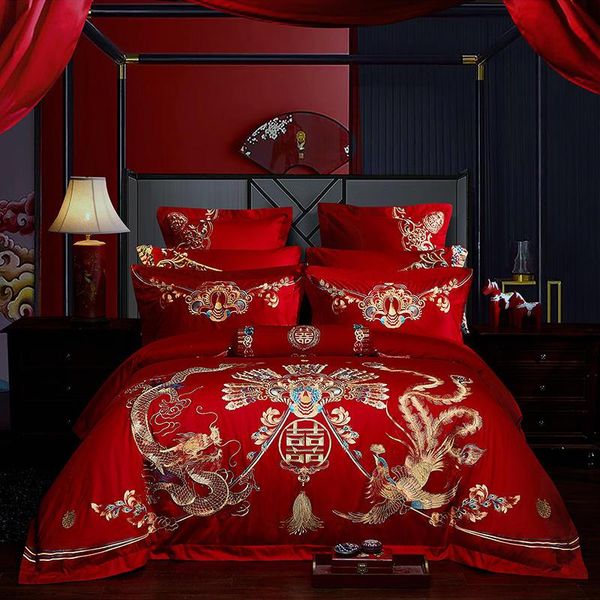 bedding sets luxury golden loong phoenix embroidery chinese wedding solid red cotton set duvet cover bed sheet linen pillowcases
bedding sets luxury golden loong phoenix embroidery chinese wedding solid red cotton set duvet cover bed sheet linen pillowcases