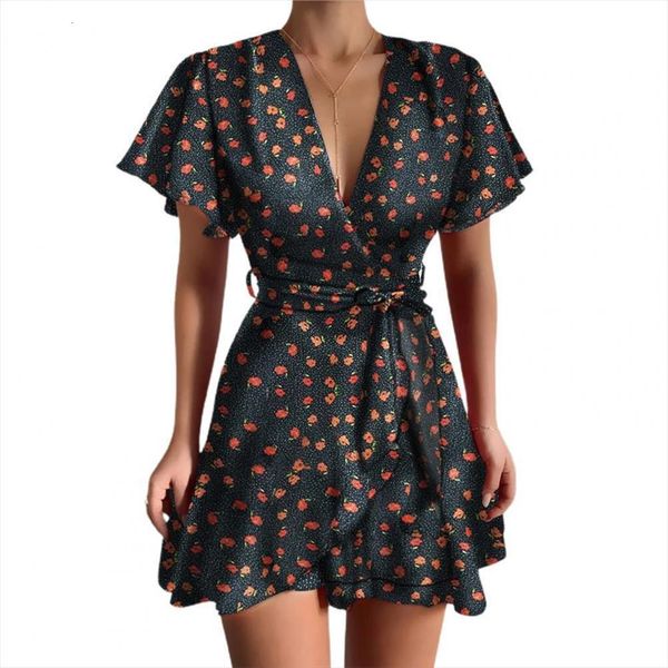 v neck short sweet womens dresses style large hemline charming a line slim floral print summer for date party wear, Black;gray
v neck short sweet womens dresses style large hemline charming a line slim floral print summer for date party wear, Black;gray