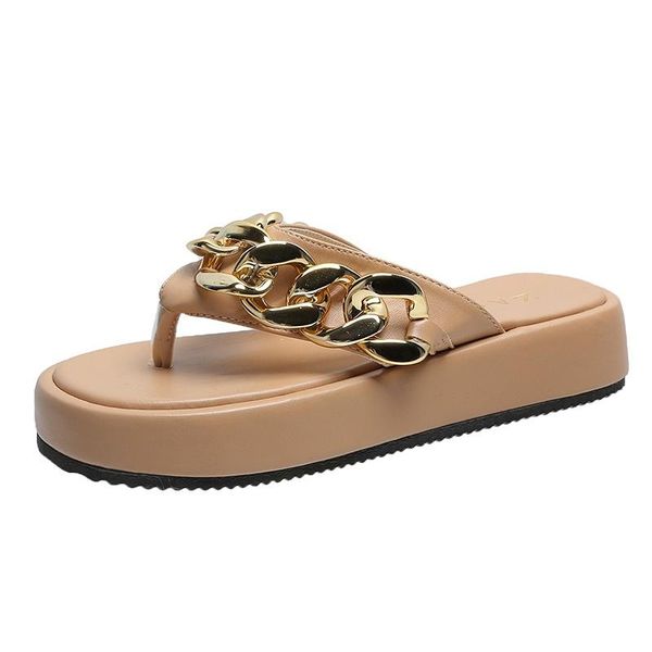 slippers summer women's chain decoration platform shallow female flip flops fashion comfortable plus size ladies slides, Black
slippers summer women's chain decoration platform shallow female flip flops fashion comfortable plus size ladies slides, Black