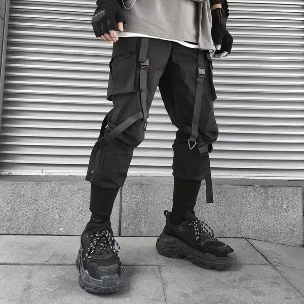 men's pants 2021 buckle cargo men streetwear joggers fashion sweatpants male casual harem trousers summer harajuku, Black
men's pants 2021 buckle cargo men streetwear joggers fashion sweatpants male casual harem trousers summer harajuku, Black