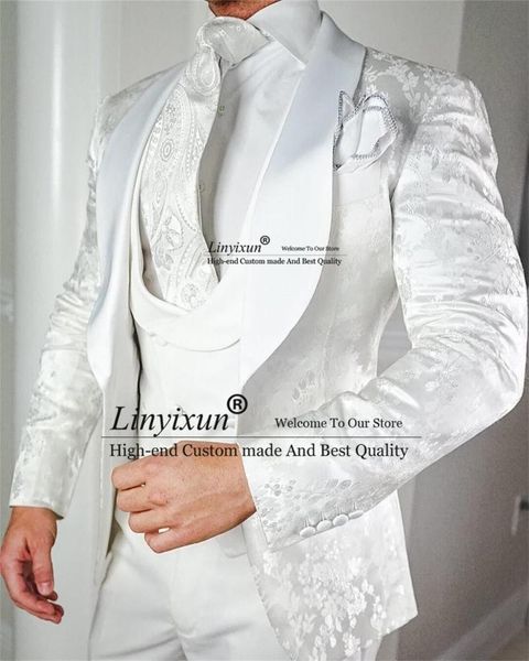 men's suits & blazers white jacquard mens slim suit fashion wedding groom tuxedo 3 piece set formal business blazer terno masculino jac, White;black
men's suits & blazers white jacquard mens slim suit fashion wedding groom tuxedo 3 piece set formal business blazer terno masculino jac, White;black