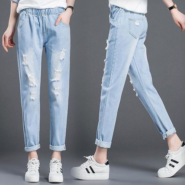 women's jeans women middle elastic waist slim loose harem denim pants summer large size cotton woman casual trousers, Blue
women's jeans women middle elastic waist slim loose harem denim pants summer large size cotton woman casual trousers, Blue