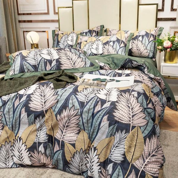 european style imitated silk bedding set summer cool bed set leaf flower duvet cover flat sheet pillowcase 3/4pcs fashion linens
european style imitated silk bedding set summer cool bed set leaf flower duvet cover flat sheet pillowcase 3/4pcs fashion linens