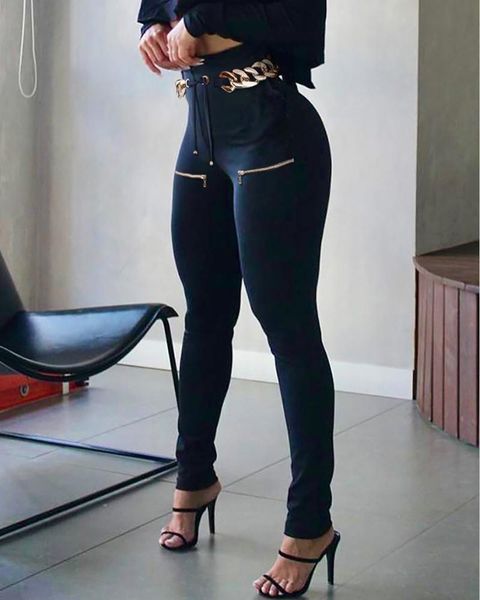 women's pants & capris eyelet drawstring zipper high waist chain decor skinny, Black;white
women's pants & capris eyelet drawstring zipper high waist chain decor skinny, Black;white