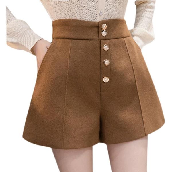 women's shorts fashion front buttons women high waist wide leg korean woolen for autumn winter outwear short pants female, White;black
women's shorts fashion front buttons women high waist wide leg korean woolen for autumn winter outwear short pants female, White;black