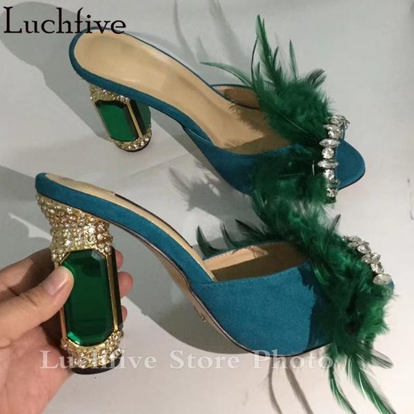 slippers rhinestone high heels women feather crystal peep toe ladies shoes runway summer slides green woman, Black
slippers rhinestone high heels women feather crystal peep toe ladies shoes runway summer slides green woman, Black