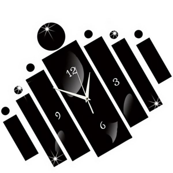 1 set mirror sticker clock home entrance aisle bedroom wall hanging clock