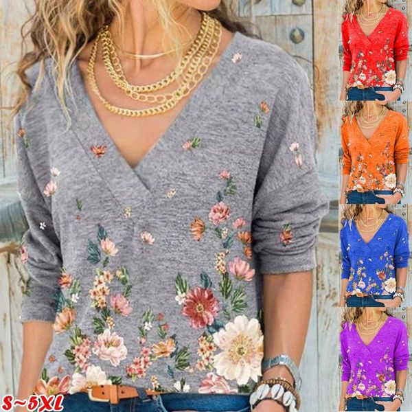 women's t-shirt g17 snake clothing autumn and winter fashion v-neck flower print long-sleeved casual loose plus size, White
women's t-shirt g17 snake clothing autumn and winter fashion v-neck flower print long-sleeved casual loose plus size, White