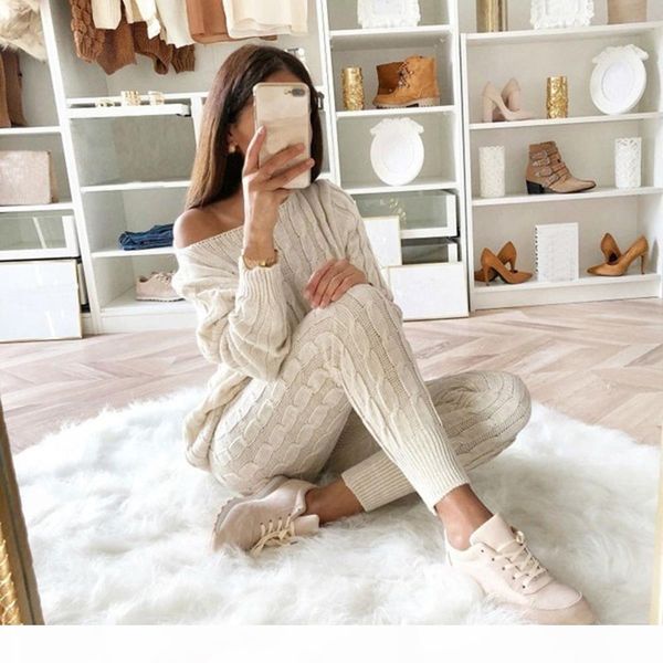 women sweater knitted 2 piece set long sleeve crop and long pants 2019 autumn winter sweater two piece set outfits t200821, White
women sweater knitted 2 piece set long sleeve crop and long pants 2019 autumn winter sweater two piece set outfits t200821, White