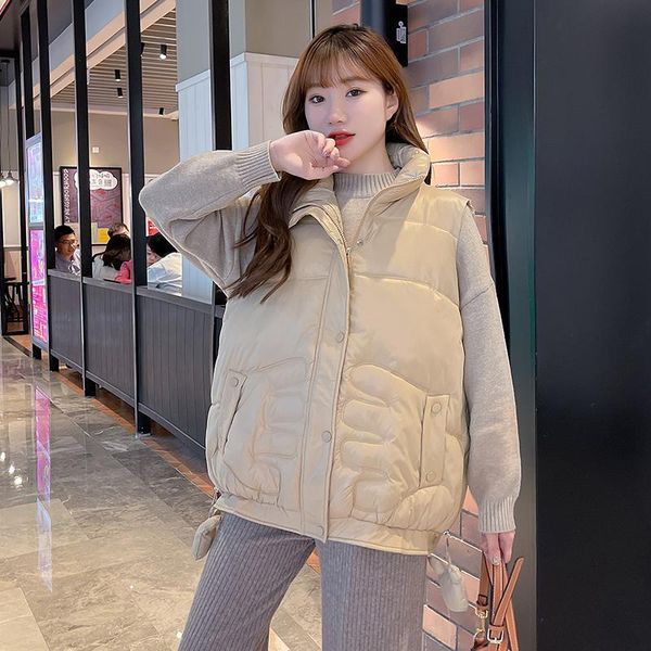 women's vests winter black women warm sleeveless vest jacket solid stand collar short cotton padded female casual down waistcoat, Black;white
women's vests winter black women warm sleeveless vest jacket solid stand collar short cotton padded female casual down waistcoat, Black;white
