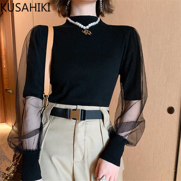 kusahiki perspective mesh patchwork sleeve sweater spring turtleneck slim women korean jumper 6e551 210602, White;black
kusahiki perspective mesh patchwork sleeve sweater spring turtleneck slim women korean jumper 6e551 210602, White;black
