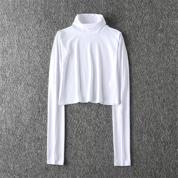 women's t-shirt 2021 spring summer street solid color high-necked long-sleeved pullover women were thin short paragraph base, White
women's t-shirt 2021 spring summer street solid color high-necked long-sleeved pullover women were thin short paragraph base, White