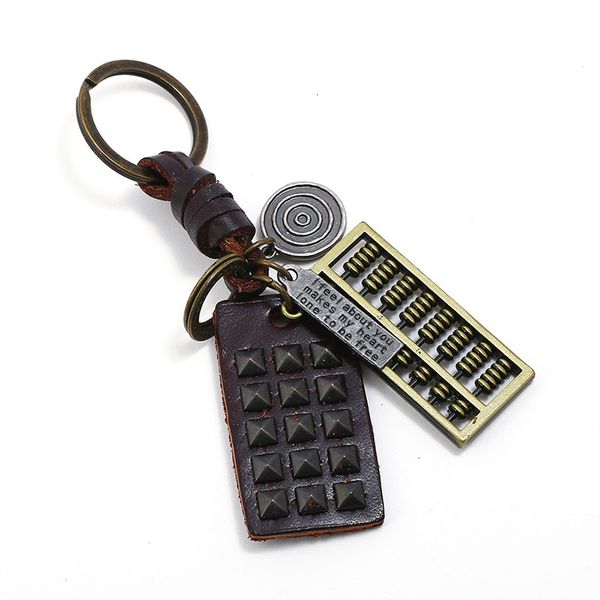 key rings punk hand woven cowhide chain alloy abacus creative leather small gift pendant, Slivery;golden
key rings punk hand woven cowhide chain alloy abacus creative leather small gift pendant, Slivery;golden
