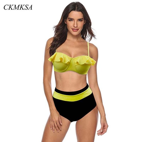 bikinis set 2021 high waist swimsuit ruffle plus size women push up swimwear solid bikini bathing suit tankini 
bikinis set 2021 high waist swimsuit ruffle plus size women push up swimwear solid bikini bathing suit tankini