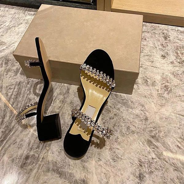 sandals a word with thick heel round head fairy high chain rhinestone slippers wear women's fashion, Black
sandals a word with thick heel round head fairy high chain rhinestone slippers wear women's fashion, Black