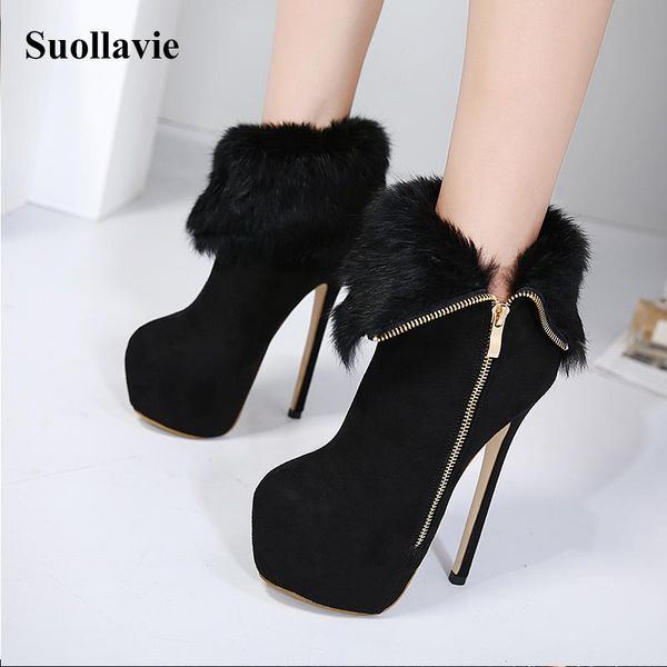 boots suollavie 2021 women winter warm fur zipper ankle platform shoes botas mujer, Black
boots suollavie 2021 women winter warm fur zipper ankle platform shoes botas mujer, Black