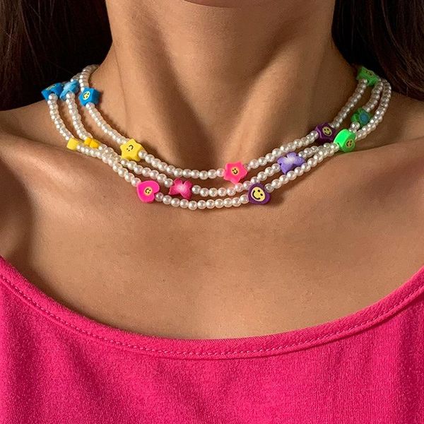 pendant necklaces fashion jewelry star soft ceramic heart-shaped beaded clavicle chain imitation pearl necklace, Silver
pendant necklaces fashion jewelry star soft ceramic heart-shaped beaded clavicle chain imitation pearl necklace, Silver