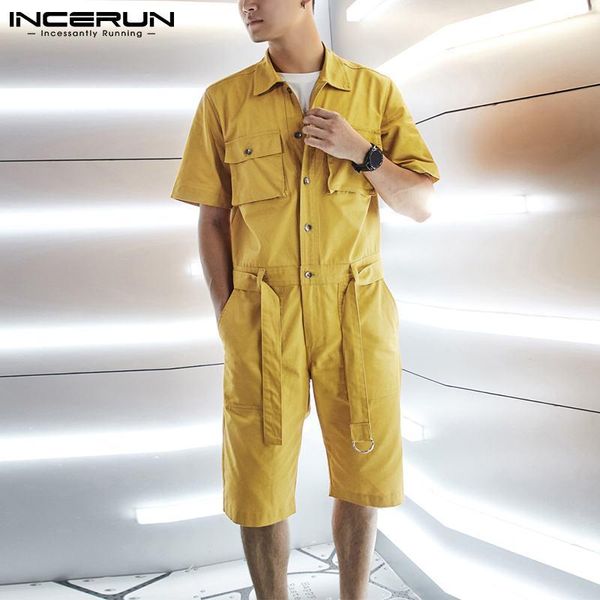 men's shorts incerun casual button multi pockets overalls streetwear men solid color cargo rompers vintage short sleeve lapel jumpsuits, White;black
men's shorts incerun casual button multi pockets overalls streetwear men solid color cargo rompers vintage short sleeve lapel jumpsuits, White;black