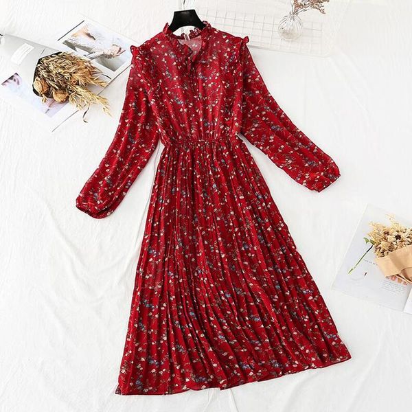 casual dresses elegant floral chiffon female long sleeve lotus leaf collar women dress a-line vintage pleated vestidos, Black;gray
casual dresses elegant floral chiffon female long sleeve lotus leaf collar women dress a-line vintage pleated vestidos, Black;gray