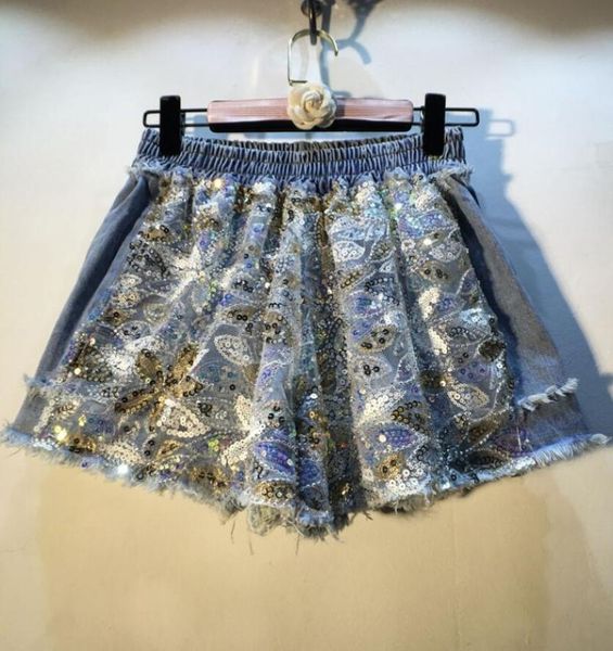 women's shorts streetwear jeans women 2021 summer beaded sequin high waist wide leg denim female femme, White;black
women's shorts streetwear jeans women 2021 summer beaded sequin high waist wide leg denim female femme, White;black