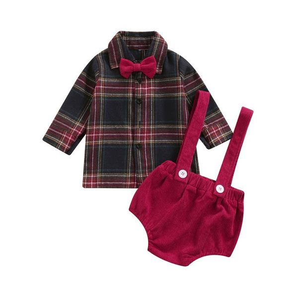 clothing sets autumn 2pcs baby boys christmas borns single-breasted long sleeve lapel plaid shirt bow solid color overalls, White
clothing sets autumn 2pcs baby boys christmas borns single-breasted long sleeve lapel plaid shirt bow solid color overalls, White