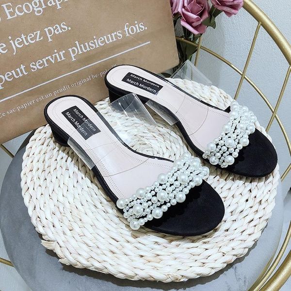 slippers womens pearls decor clear pvc transparent block heel slipper slides slingbacks shoes summer arrival peep toe black c016
slippers womens pearls decor clear pvc transparent block heel slipper slides slingbacks shoes summer arrival peep toe black c016