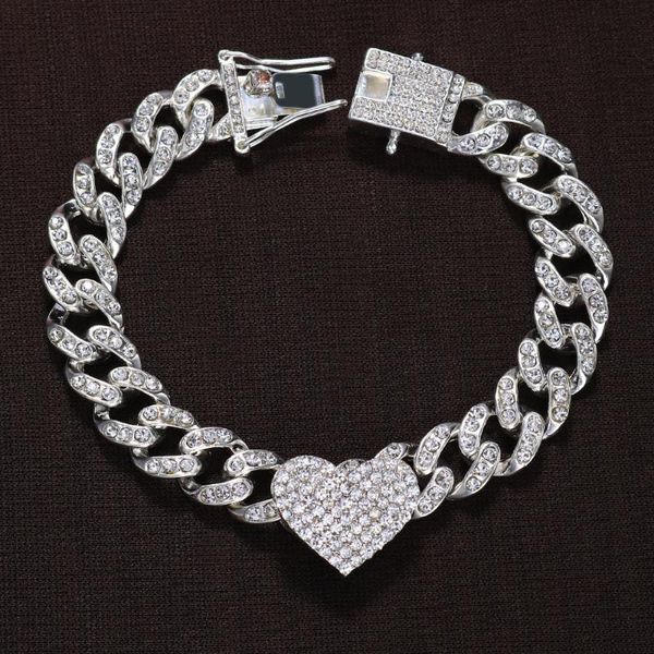 link, chain high-quality hip hop full stone bling iced out pave men's bracelet miami cuban link heart chunky wholesale women, Black
link, chain high-quality hip hop full stone bling iced out pave men's bracelet miami cuban link heart chunky wholesale women, Black
