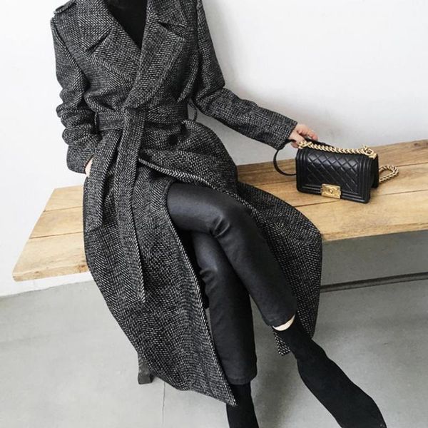 women's wool & blends thicken warm black women coats winter design 2021 turn-down collar slim belt knee-length elegant office lady outw
women's wool & blends thicken warm black women coats winter design 2021 turn-down collar slim belt knee-length elegant office lady outw