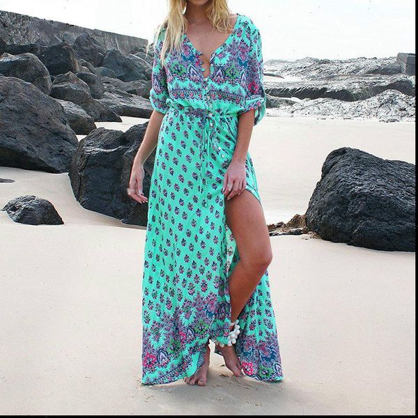 fashion spring summer long bohemian beach dress women half sleeve vintage retro floral maxi dresses vestidos mujer sundress, Black;gray
fashion spring summer long bohemian beach dress women half sleeve vintage retro floral maxi dresses vestidos mujer sundress, Black;gray