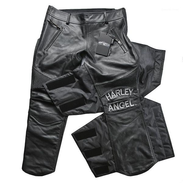 men's leather & faux motorcycle 97121 genuine cow rider pants vintage stylish cowhide adjustable trousers, Black
men's leather & faux motorcycle 97121 genuine cow rider pants vintage stylish cowhide adjustable trousers, Black