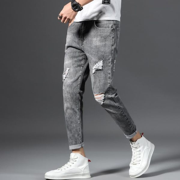 men's jeans spring and summer 2021 gray cowboy denim pants trend ripped korean style street teenagers pencil, Blue
men's jeans spring and summer 2021 gray cowboy denim pants trend ripped korean style street teenagers pencil, Blue