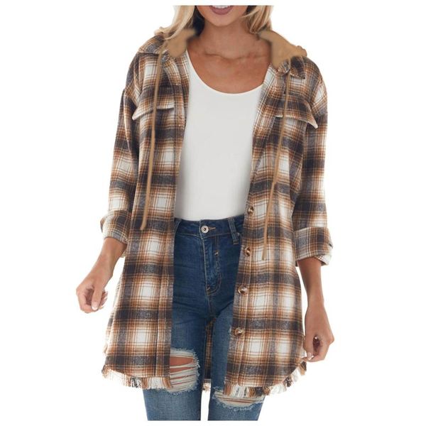 women's wool & blends plaid overshirt blend jacket check lapel collar long sleeve coat women oversized pockets button thick jackets chi, Black
women's wool & blends plaid overshirt blend jacket check lapel collar long sleeve coat women oversized pockets button thick jackets chi, Black
