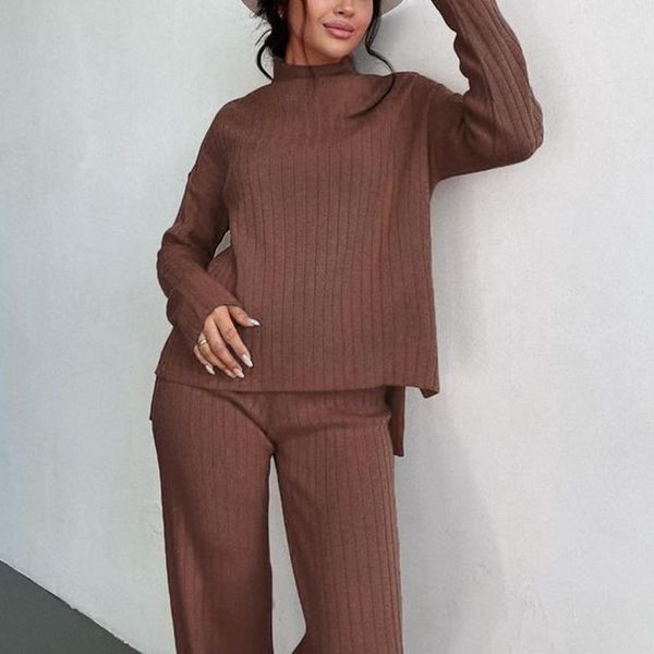 women's two piece pants xmax fashion casual solid knitted suits women elegant loose wide leg suit half high collar sweaters ladies, White
women's two piece pants xmax fashion casual solid knitted suits women elegant loose wide leg suit half high collar sweaters ladies, White