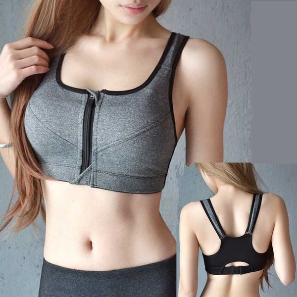 women's front zipper underwear no steel ring fitness running yoga large sports bra, Black;white
women's front zipper underwear no steel ring fitness running yoga large sports bra, Black;white