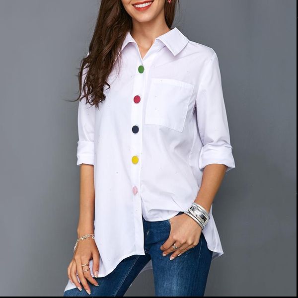 irregular thin women office lady shirt plus size colorful button white long sleeve feminine blouses summer lady shirts 
irregular thin women office lady shirt plus size colorful button white long sleeve feminine blouses summer lady shirts