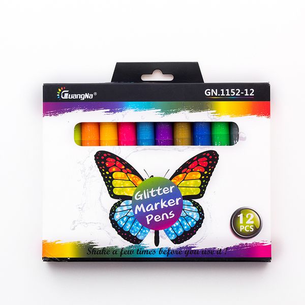 12 color Glitter marker pen 3mm writing Pigment ink Water-based Non toxic drawing School Art supplies 1152-12
12 color Glitter marker pen 3mm writing Pigment ink Water-based Non toxic drawing School Art supplies 1152-12