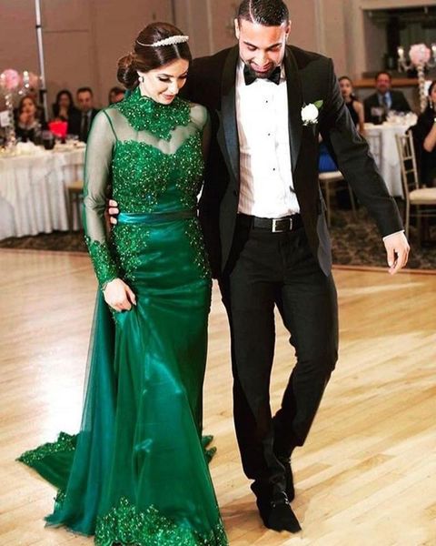 party dresses emerald green mermaid evening long sleeves high neck formal gowns lace applique prom dress vestido de festa, White;black
party dresses emerald green mermaid evening long sleeves high neck formal gowns lace applique prom dress vestido de festa, White;black