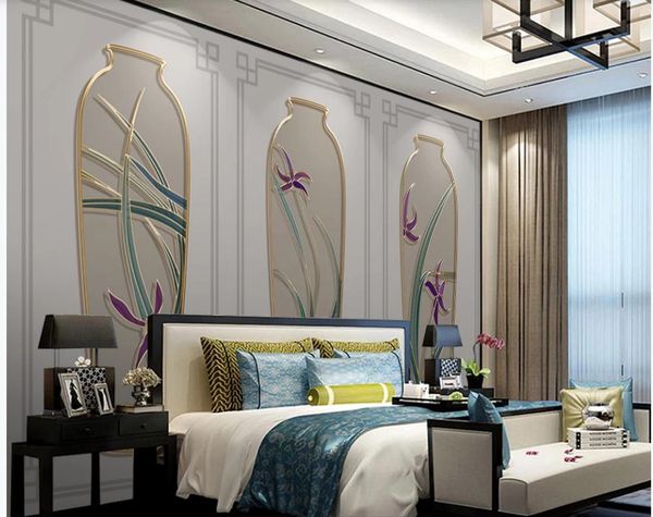 new chinese style orchid vase golden embossed line background wall living style wallpaper
new chinese style orchid vase golden embossed line background wall living style wallpaper