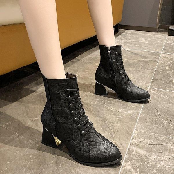 boots 2021 leather ankle rubber riding women's shoes ladies chunky high heel zipper winter square botas mujer, Black
boots 2021 leather ankle rubber riding women's shoes ladies chunky high heel zipper winter square botas mujer, Black