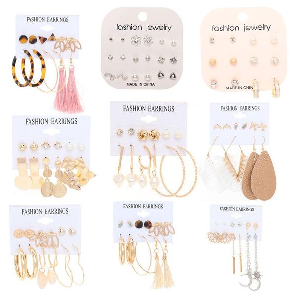 new acrylic shell ear stud combination alloy simple pendant rings one week different styles set wholesale, Silver
new acrylic shell ear stud combination alloy simple pendant rings one week different styles set wholesale, Silver