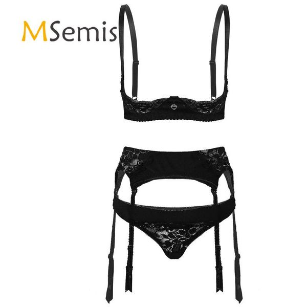 one-piece suits 3pcs womens lace trim lingerie set 1/4 underwired exposed breast open cups bra with garter belt and thong briefs underwe
one-piece suits 3pcs womens lace trim lingerie set 1/4 underwired exposed breast open cups bra with garter belt and thong briefs underwe