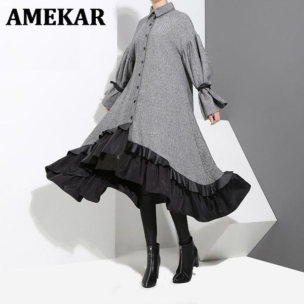 casual dresses 2021 autumn winter women plus size gray shirt dress midi long sleeve patchwork thick warm ruffled elegant party style, Black;gray
casual dresses 2021 autumn winter women plus size gray shirt dress midi long sleeve patchwork thick warm ruffled elegant party style, Black;gray