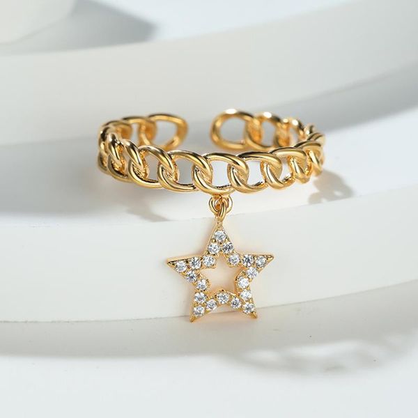 wedding rings fashion gold star pendant ring for women creative link chain design adjustable finger jewelry engagement gift, Slivery;golden
wedding rings fashion gold star pendant ring for women creative link chain design adjustable finger jewelry engagement gift, Slivery;golden