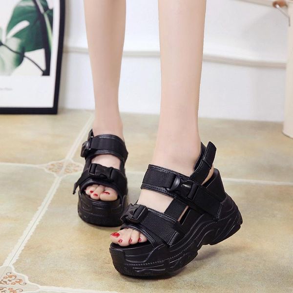 sandals arrival 2021 summer platform women wedges thick bottom casual shoes comfortable white buckle sneakers, Black
sandals arrival 2021 summer platform women wedges thick bottom casual shoes comfortable white buckle sneakers, Black