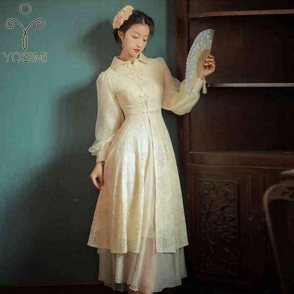 yosimi spring two piece outfit full sleeve beige lace dress and mesh skirt vintage chinese style 2 set elegant 210604, White
yosimi spring two piece outfit full sleeve beige lace dress and mesh skirt vintage chinese style 2 set elegant 210604, White
