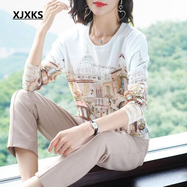 women's sweaters xjxks 2021 autumn winter women printed sweater comfortable wool knitted casual pullover, White;black
women's sweaters xjxks 2021 autumn winter women printed sweater comfortable wool knitted casual pullover, White;black