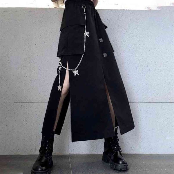gothic style black split women's midi skirt high waist a-line casual long skirts female spring streetwear lady clothes 210708
gothic style black split women's midi skirt high waist a-line casual long skirts female spring streetwear lady clothes 210708