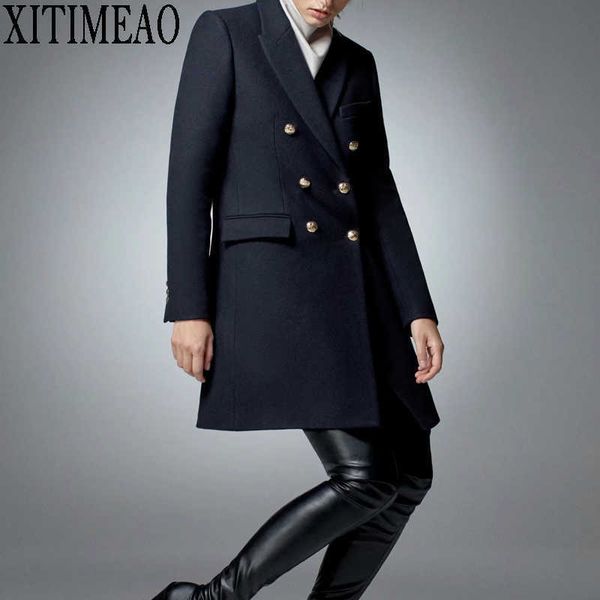 za women fashion double-breasted slim woolen jacket coat vintage long sleeve side pockets female outerwear chic overcoat 210602, Black
za women fashion double-breasted slim woolen jacket coat vintage long sleeve side pockets female outerwear chic overcoat 210602, Black