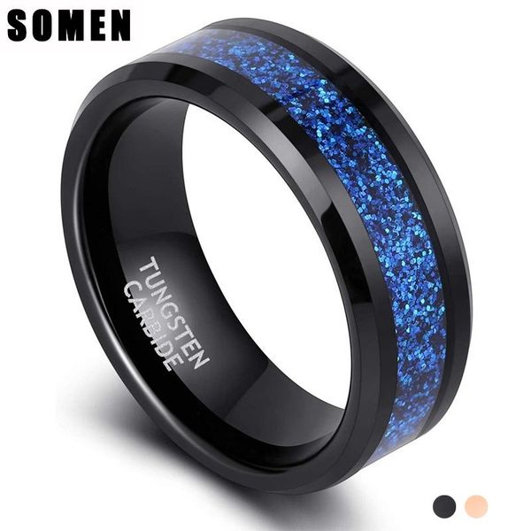wedding rings somen men ring tungsten 8mm black blue/rose gold band high polished beveled edge comfort fit, Slivery;golden 
wedding rings somen men ring tungsten 8mm black blue/rose gold band high polished beveled edge comfort fit, Slivery;golden